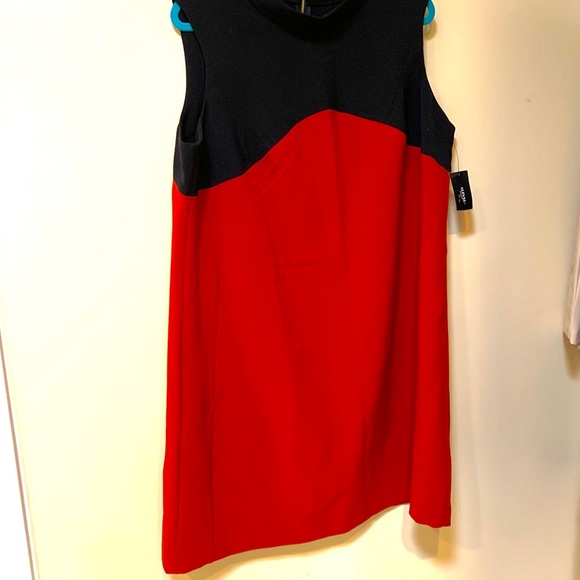 Brick Red/ Black Color Block A-line Dress - Picture 6 of 6